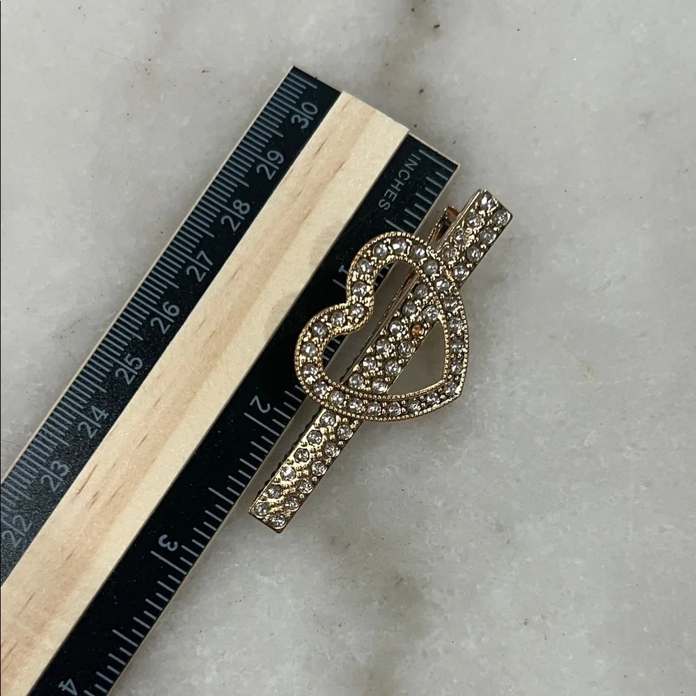 Gold Rhinestone & Red Enamel Hair Clip Set for Women